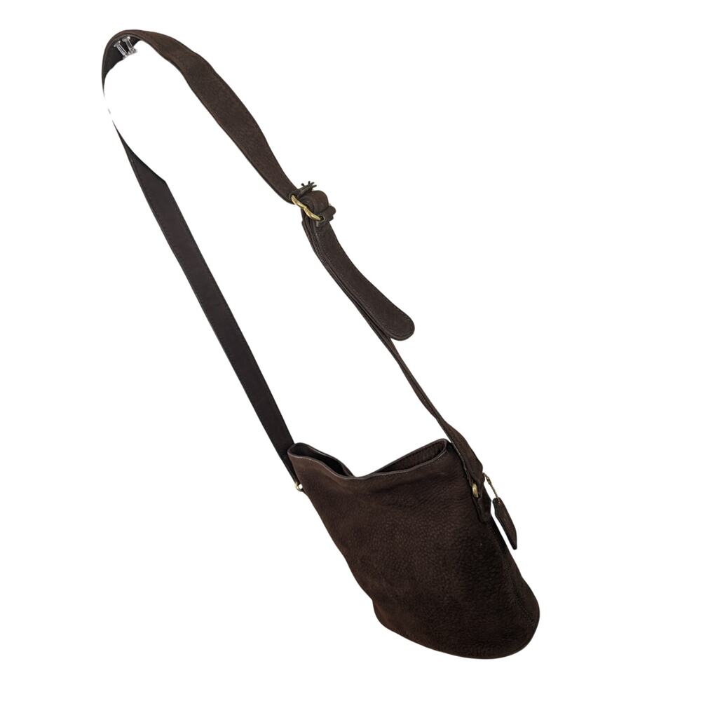 COACH COLLECTOR! ESPRESSO BROWN GENUINE PEBBLED NUBUCK LEATHER BUCKET BAG PURSE! - Picture 9 of 14